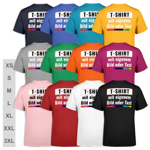 T-Shirt selbst gestalten * 100% Baumwolle * vollfarbig einseitig bedruckt