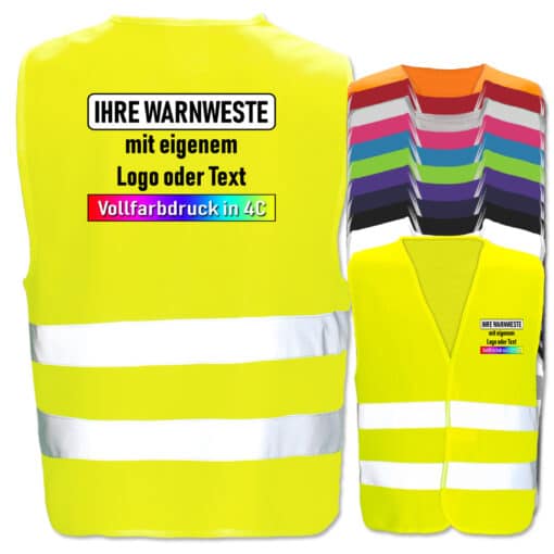 Warnwesten von EasyMesh mit zwei Leuchtstreifen & Klettverschluss // viele Farben und Größen // auf Wunsch bedruckt
