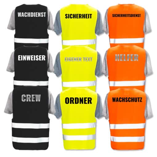 Warnweste Security - Gelb, Orange, Schwarz