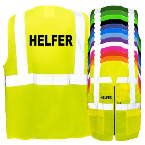 Helfer-Multifunktionsweste mit Taschen und Reißverschluss // große Farbauswahl