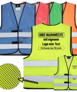 Mesh Warnwesten mit zwei Leuchtstreifen und Klettverschluss