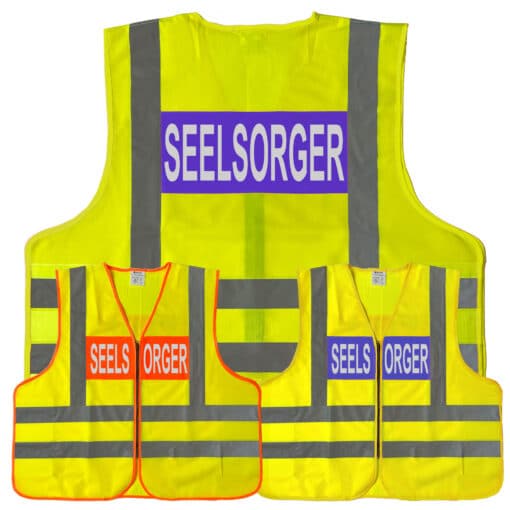 Dönges-Signalweste gelb/orange und gelb/blau nach BMI-Vorgabe mit 4 Leuchtstreifen // Begriff: Seelsorger