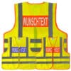 Dönges-Signalweste gelb/orange und gelb/blau nach BMI-Vorgabe mit 4 Leuchtstreifen // Begriff: Wunschtext