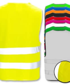 Unbedruckte Warnwesten mit zwei Leuchtstreifen nach EN ISO 20471 und 17353