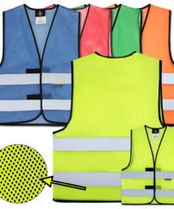 Unbedruckte Mesh-Warnwesten mit zwei Leuchtstreifen