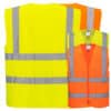 Unbedruckte Portwest C375 4-Streifen Warnweste mit Schulterreflexband und Reißverschluss