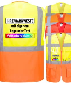 Portwest S476 (Berlin) und S376 (Prag) Premium Warnschutz Exekutiv Warnweste mit Reißverschluss, Taschen und 4 Leuchtstreifen