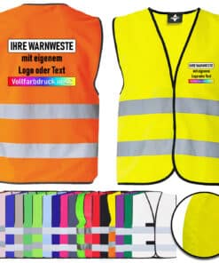 Korntex Warnwesten mit zwei Leuchtstreifen und Klettverschluss // auf Wunsch bedruckt mit Ihrem Design