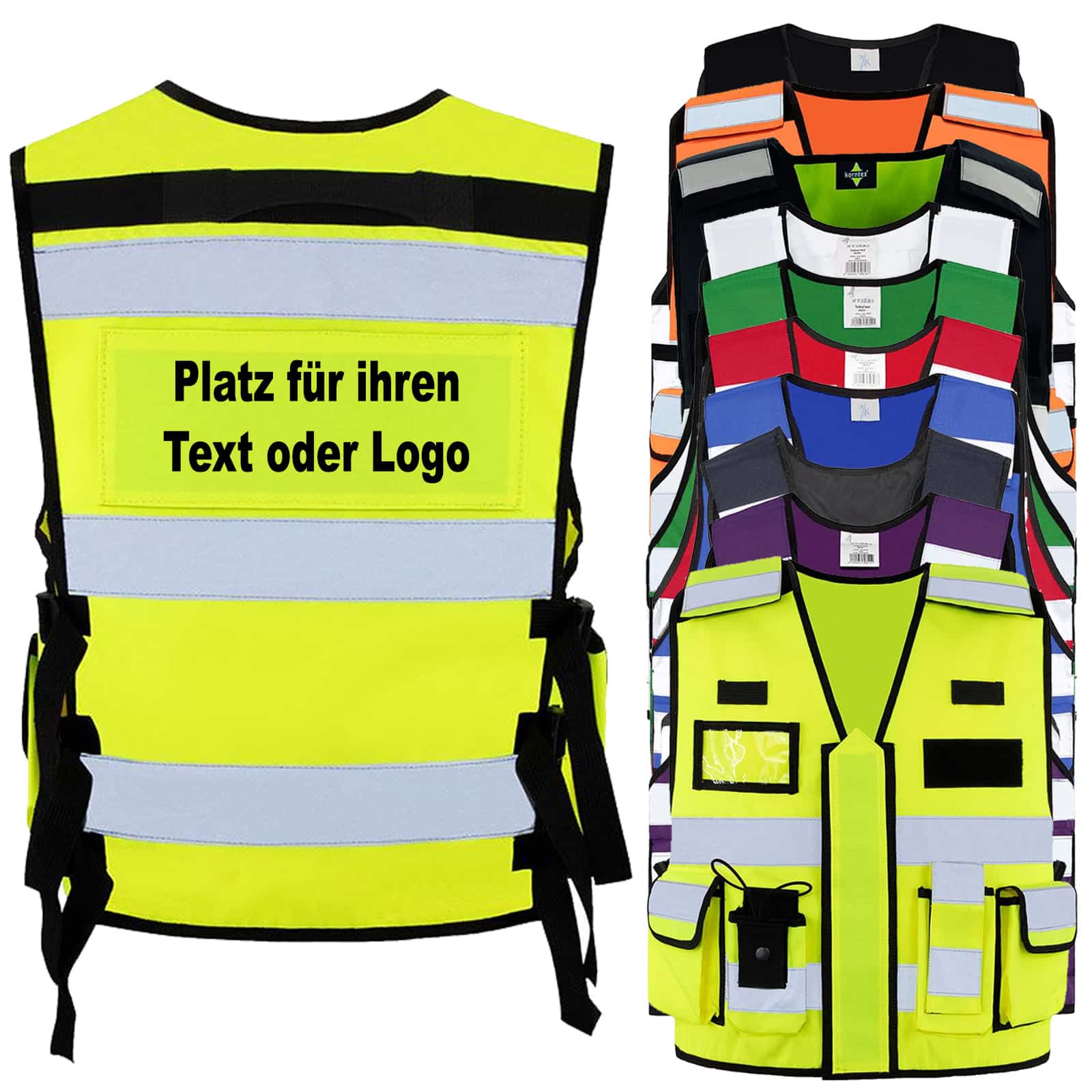 Tactical Weste „Bonn“ // multifunktionale Warnweste für Einsatzkräfte, Security & Ordnungsdienste // optional mit Klett-Patch & Aufdruck