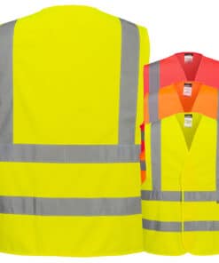 Unbedruckte Portwest C470 Warnschutz 4-Streifen Weste mit Schulterreflexband
