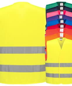 Unbedruckte Portwest C474 bzw. F474 Warnschutz Weste mit zwei Reflexstreifen