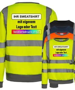 Korntex Sweatshirt „Limerick“ mit 4 Leuchtstreifen // Warnschutz-Sweatshirt in Signalfarben // optional mit Aufdruck