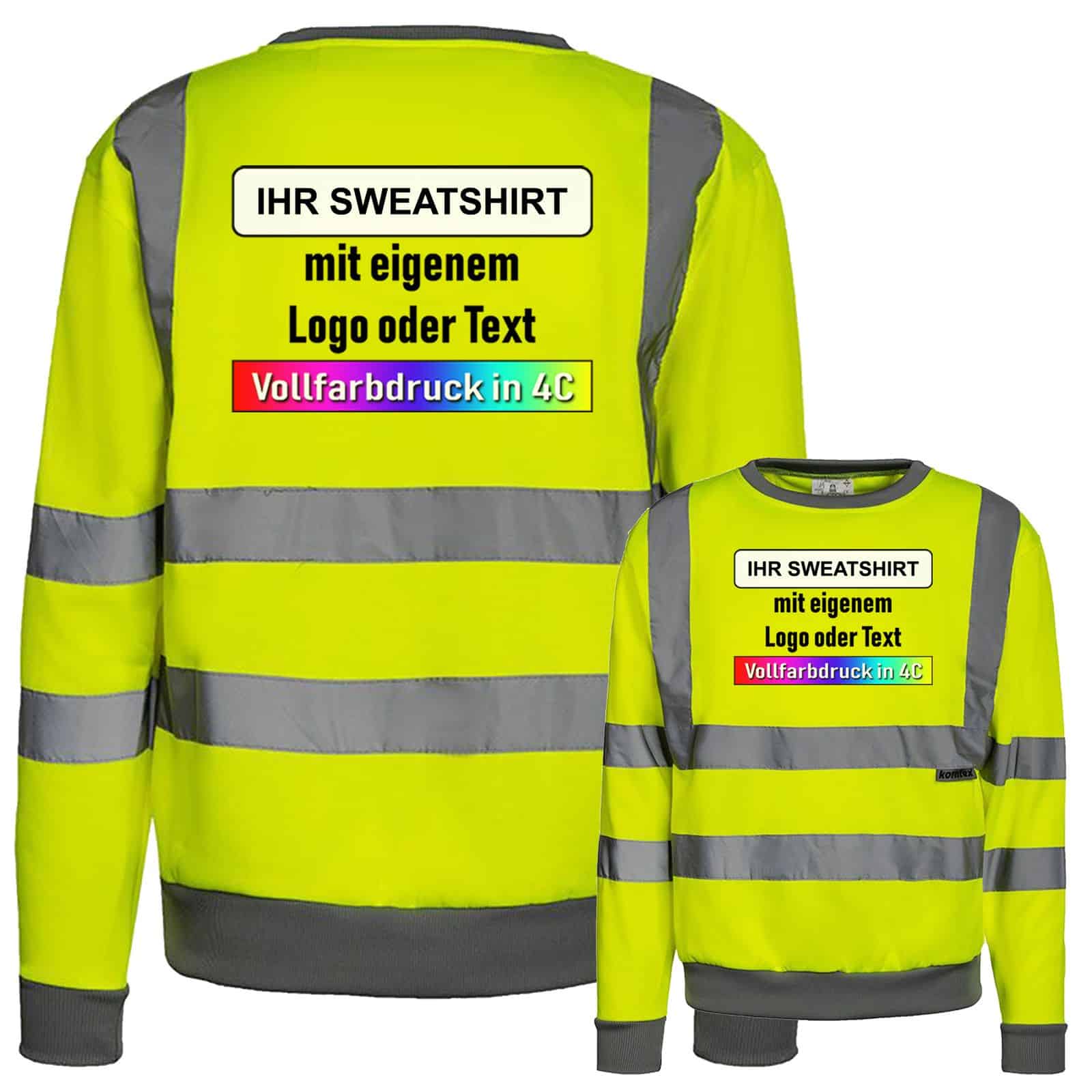 Korntex Sweatshirt „Limerick“ mit 4 Leuchtstreifen // Warnschutz-Sweatshirt in Signalfarben // optional mit Aufdruck – Bild 3