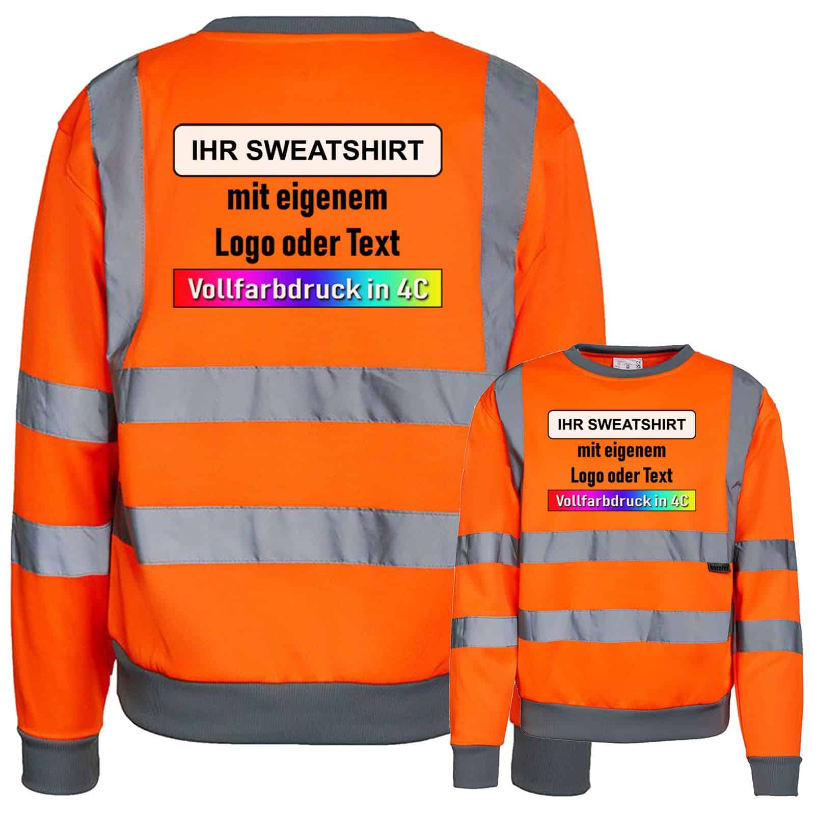 Korntex Sweatshirt „Limerick“ mit 4 Leuchtstreifen // Warnschutz-Sweatshirt in Signalfarben // optional mit Aufdruck – Bild 4