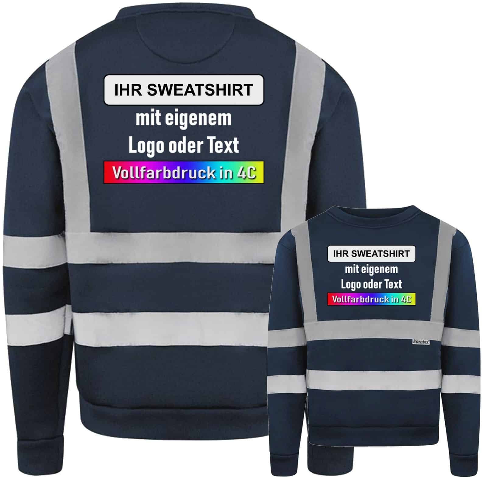 Korntex Sweatshirt „Limerick“ mit 4 Leuchtstreifen // Warnschutz-Sweatshirt in Signalfarben // optional mit Aufdruck – Bild 5