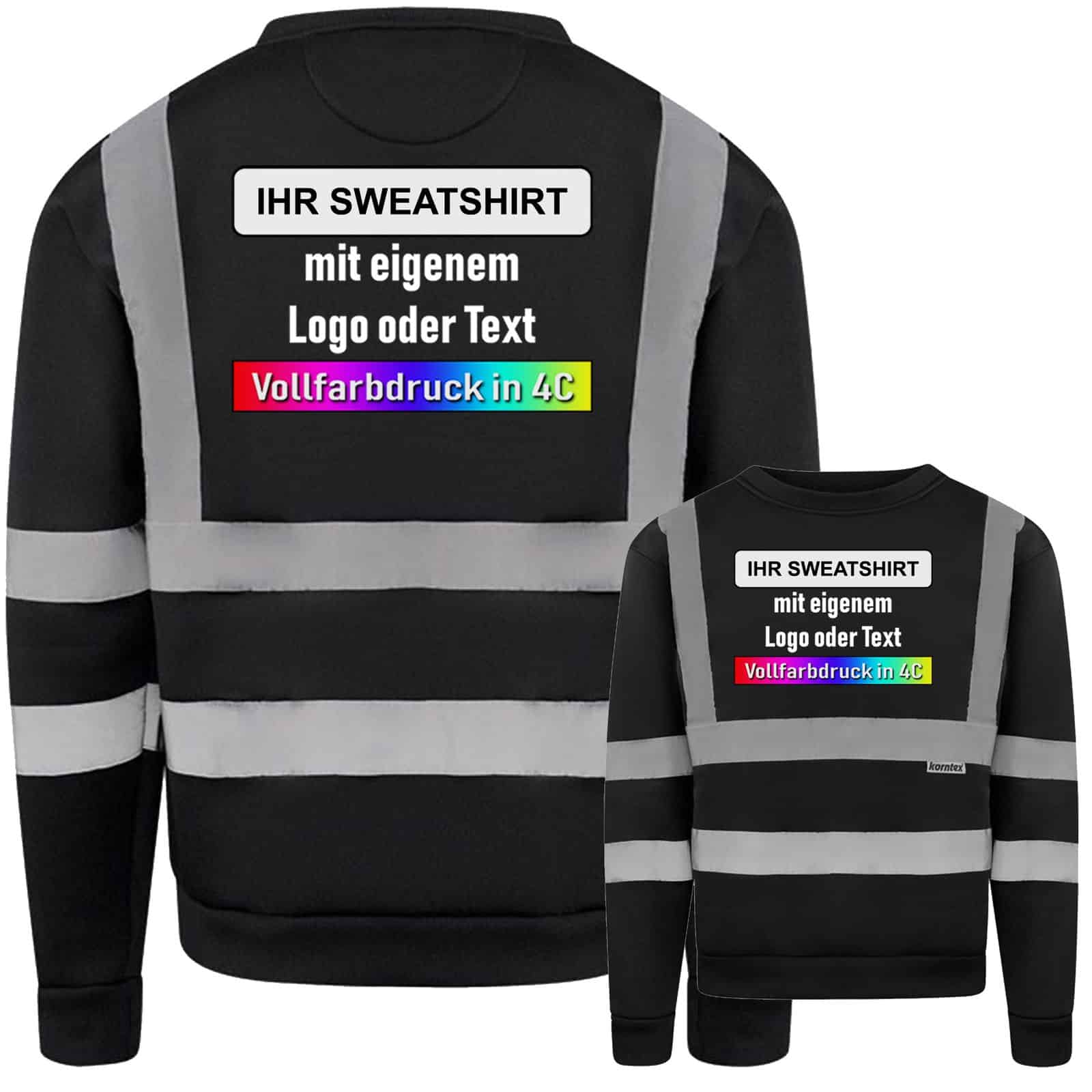 Korntex Sweatshirt „Limerick“ mit 4 Leuchtstreifen // Warnschutz-Sweatshirt in Signalfarben // optional mit Aufdruck – Bild 6