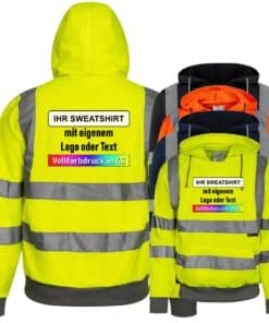 Korntex Hoodie „Cork“ mit 4 Leuchtstreifen // Warnschutz-Hoodie in Signalfarben // optional mit Aufdruck